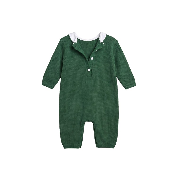 LITTLE BEAR Tutina in cotone treccia verde per neonata