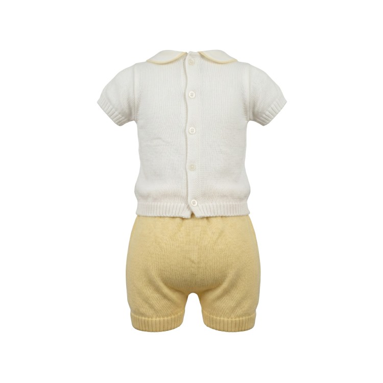 LITTLE BEAR Completo maglia e pantalone bianco giallo neonato