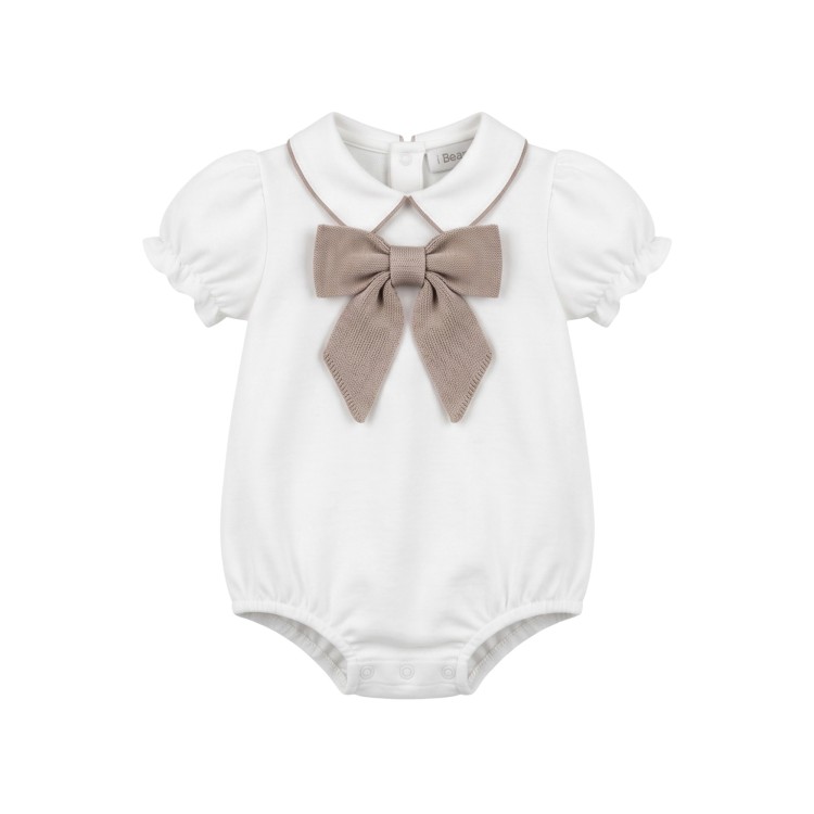 LITTLE BEAR Pagliaccetto cotone  bianco e corda per neonati