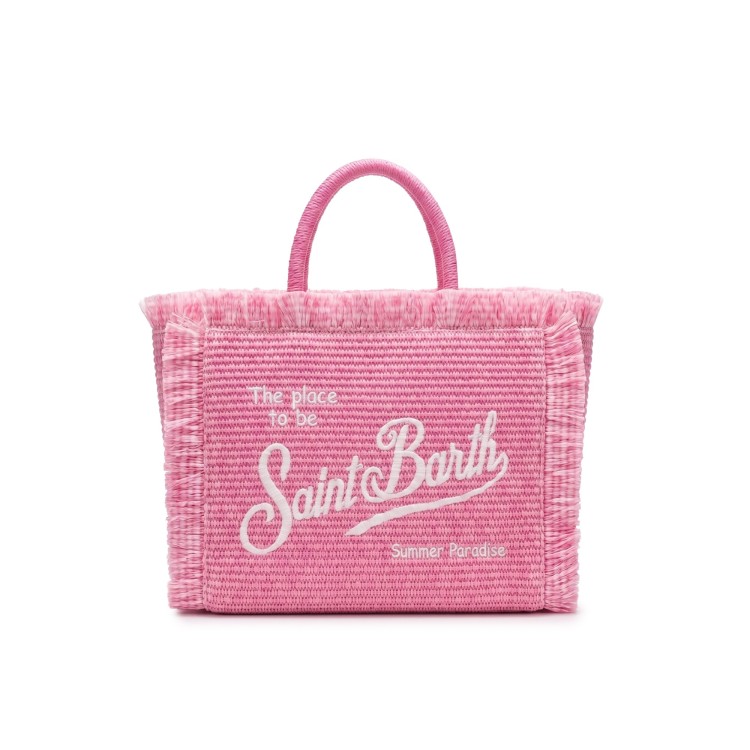 SAINT BARTH Borsa Colette rosa in rafia bambina