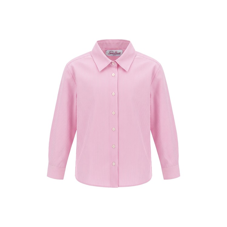SAINT BARTH Camicia rosa con ricamo bambina