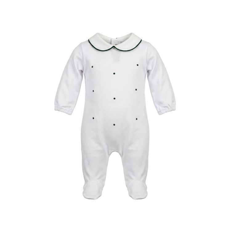 LITTLE BEAR Tutina in cotone di jersey  maniche lunghe bianca neonato