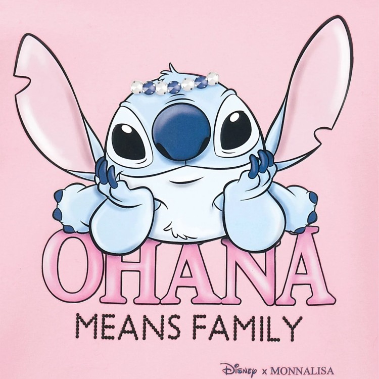 MONNALISA T-shirt rosa a maniche lunghe Stitch bambina