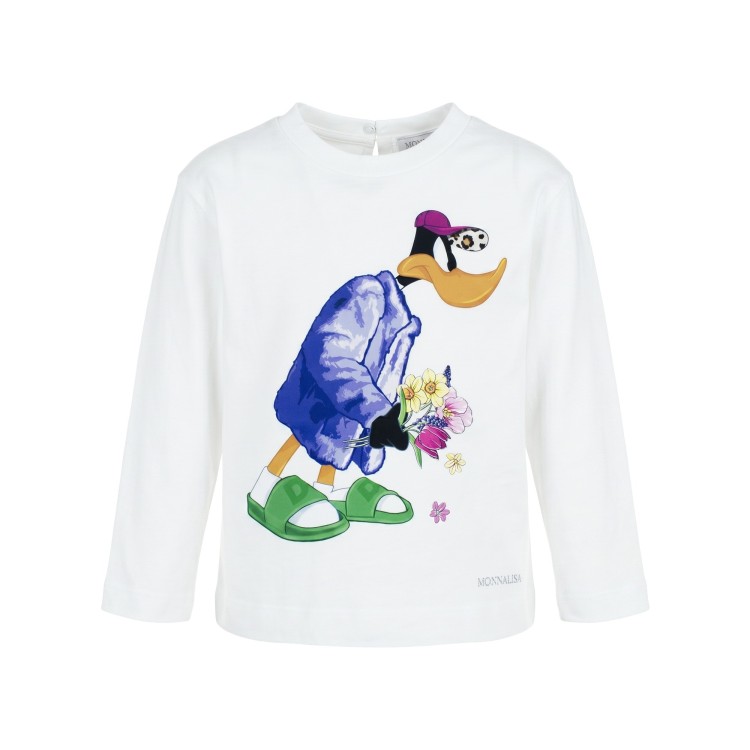 MONNALISA T-shirt maniche lunghe bianca con stampa
