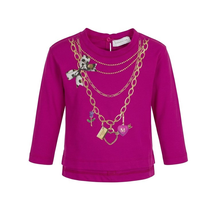 MONNALISA T-shirt manica lunga fucsia bambina