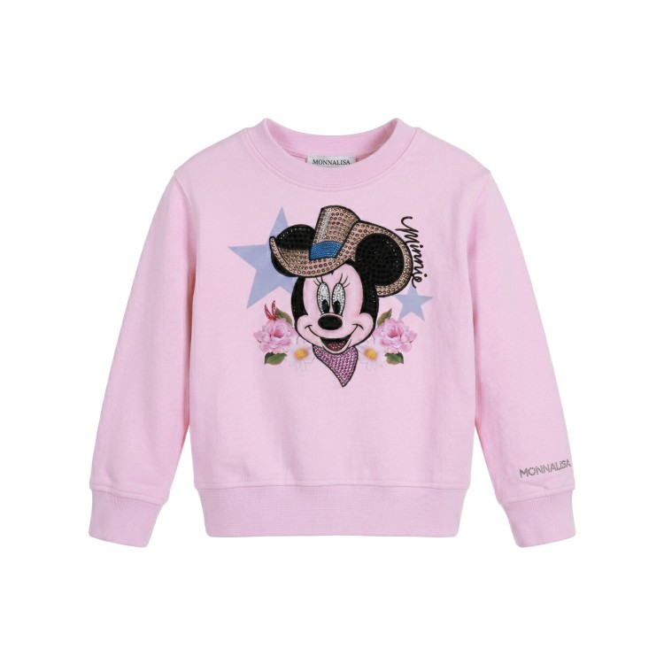 MONNALISA Felpa rosa girocollo in cotone bambina