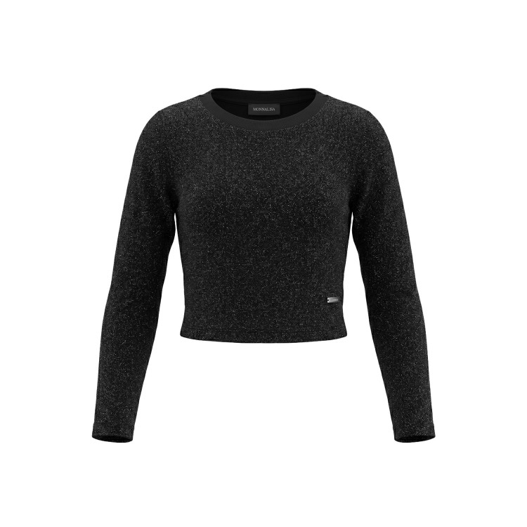 MONNALISA T-shirt lurex nera bambina
