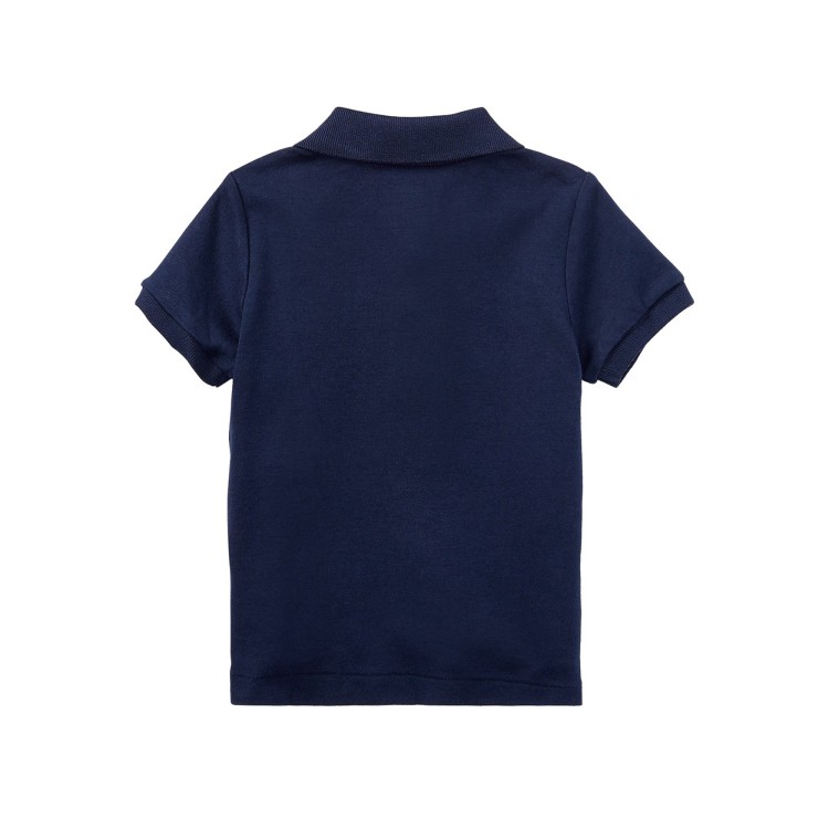 RALPH LAUREN Polo blu con logo rosso neonato