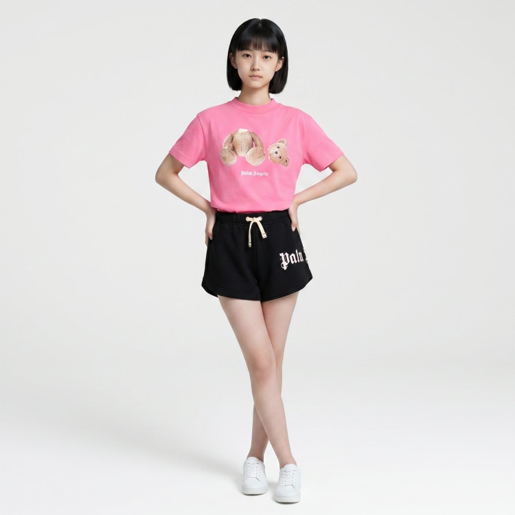 PALM ANGELS T-shirt fucsia con stampa Bear bambina