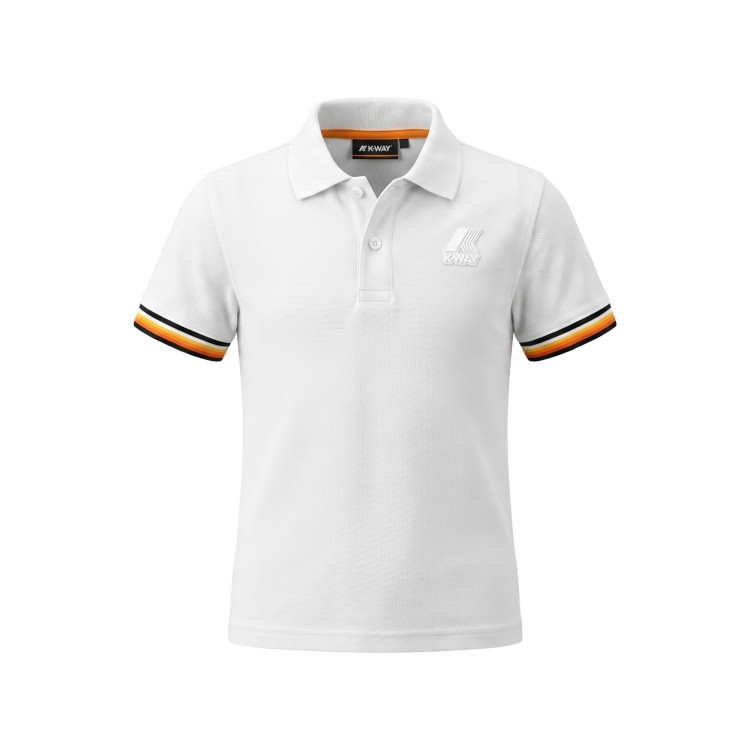 K-WAY La polo in piquet di cotone stretch bianca bambino