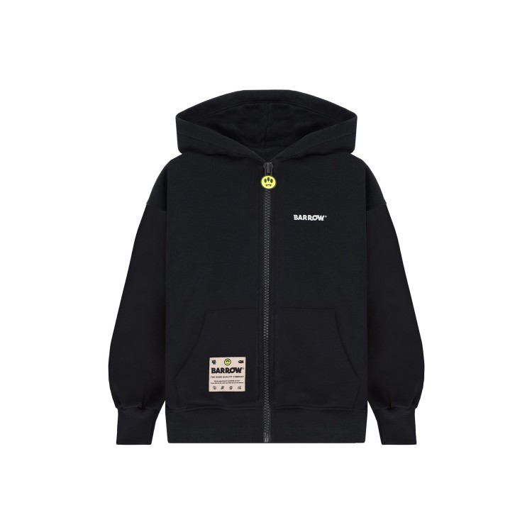 BARROW Felpa nera stampata con cappuccio bambini