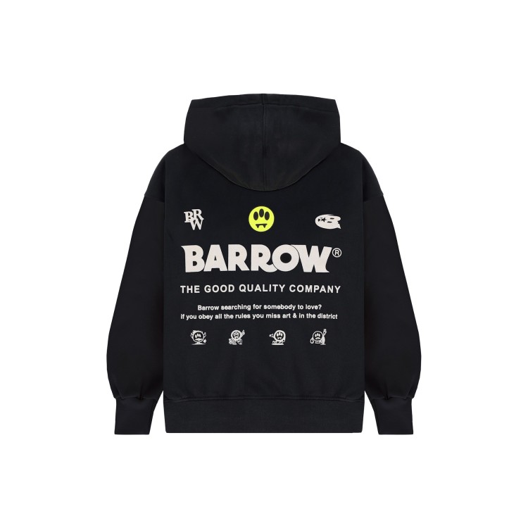 BARROW Felpa nera stampata con cappuccio bambini