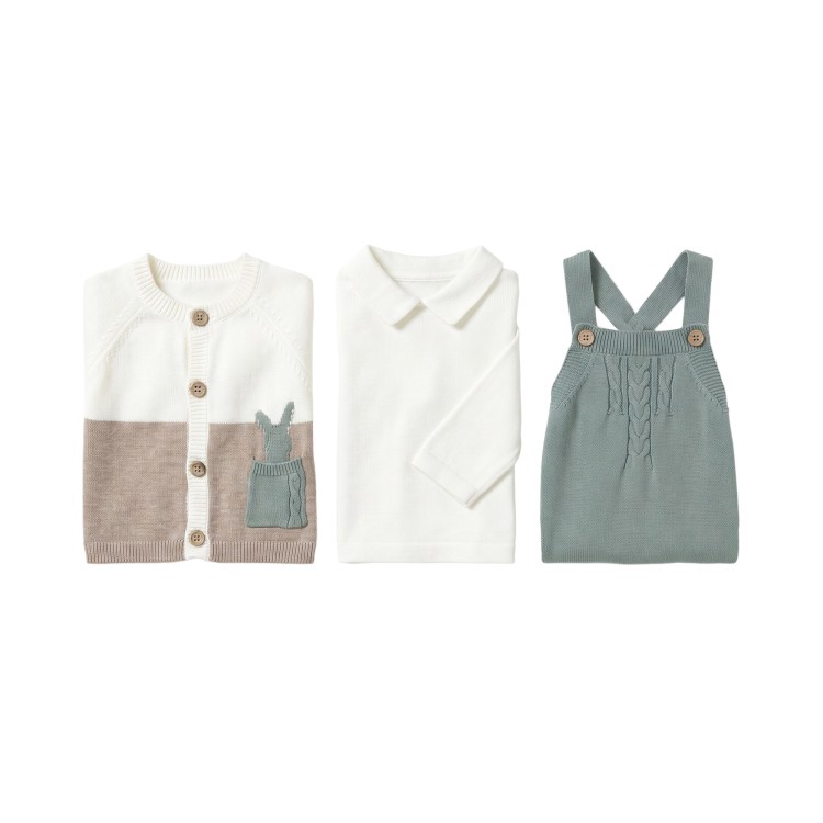 MAYORAL NEWBORN Completo 3 pezzi bianco e turchese neonato