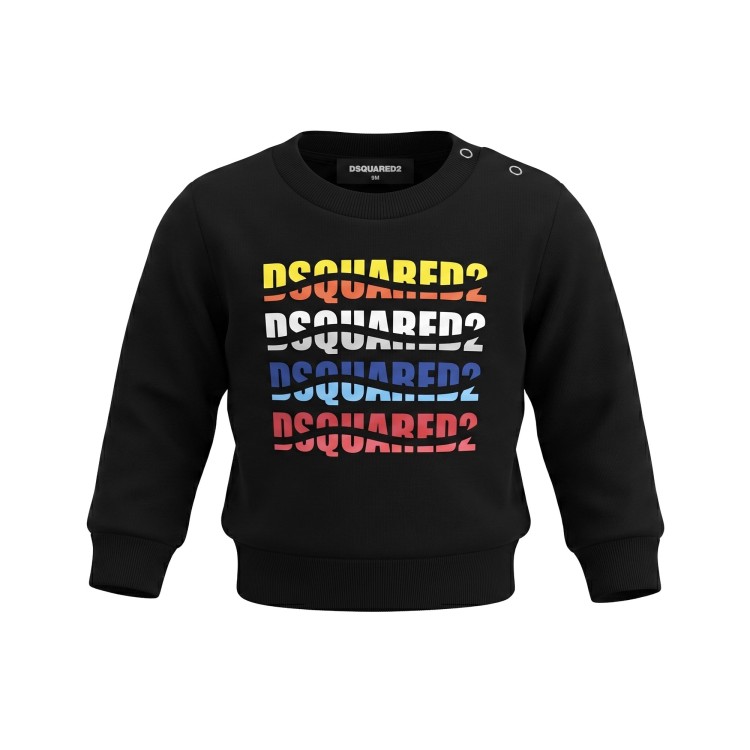 DSQUARED Felpa in cotone nera per neonato