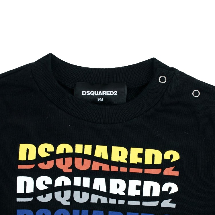 DSQUARED Felpa in cotone nera per neonato