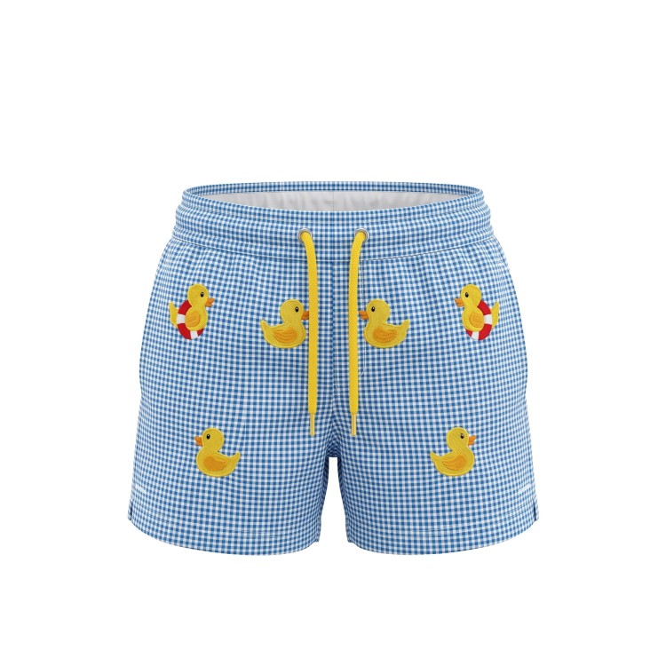 SAINT BARTH Boxer mare azzurri vichy paperelle bambino