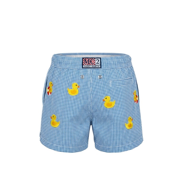 SAINT BARTH Boxer mare azzurri vichy paperelle bambino