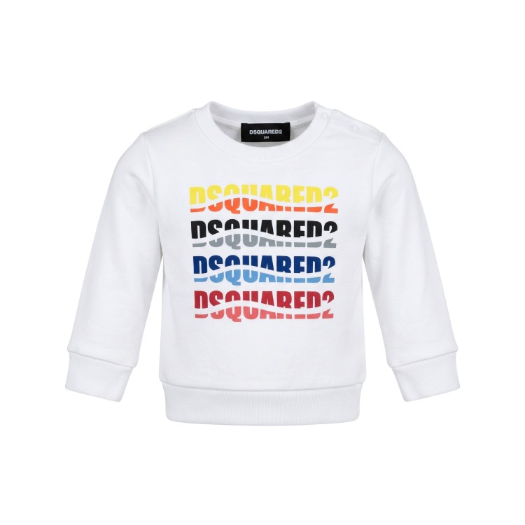 DSQUARED Felpa in cotone bianca per neonato