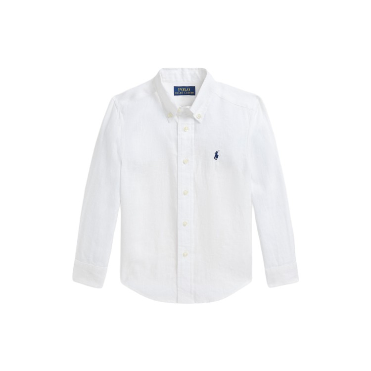 RALPH LAUREN Camicia bianca in lino bambino