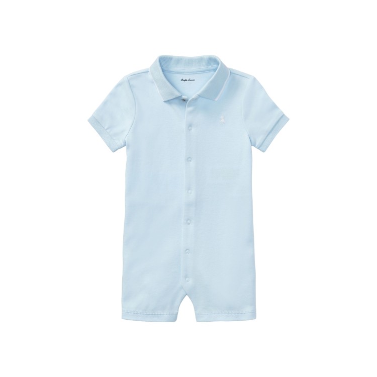 RALPH LAUREN Pagliaccetto polo celeste neonato