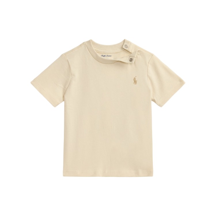 RALPH LAUREN T-shirt crema Pony ricamato neonati