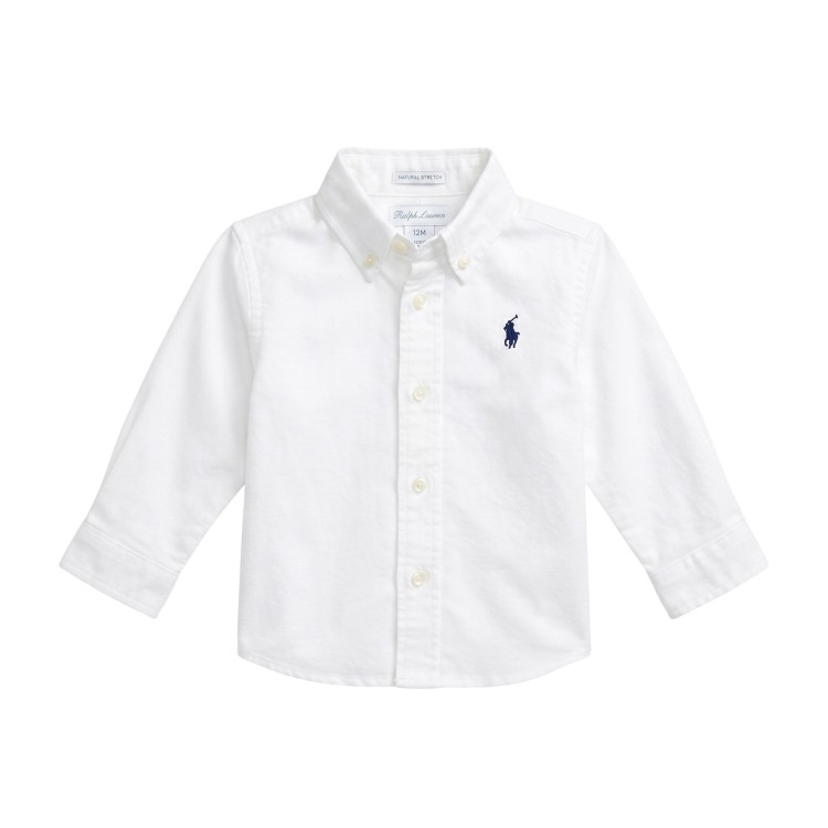 RALPH LAUREN Camicia bianca in popeline neonato