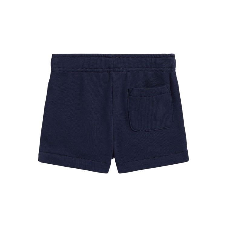 RALPH LAUREN Shorts blu navy con Pony bianco neonato