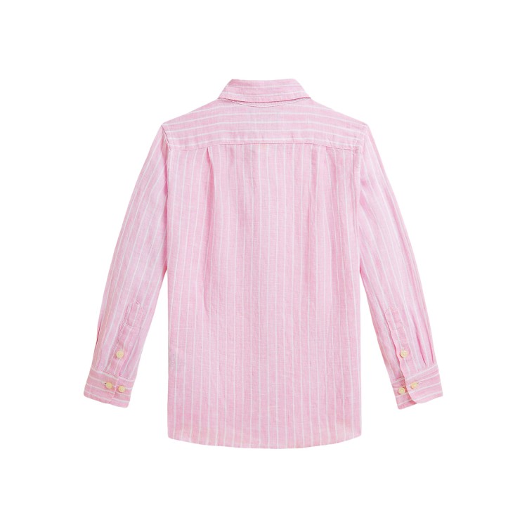 RALPH LAUREN Camicia rosa a righe in lino bambino