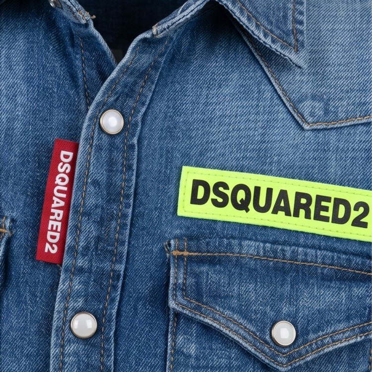 DSQUARED Camicia in denim blu bambino