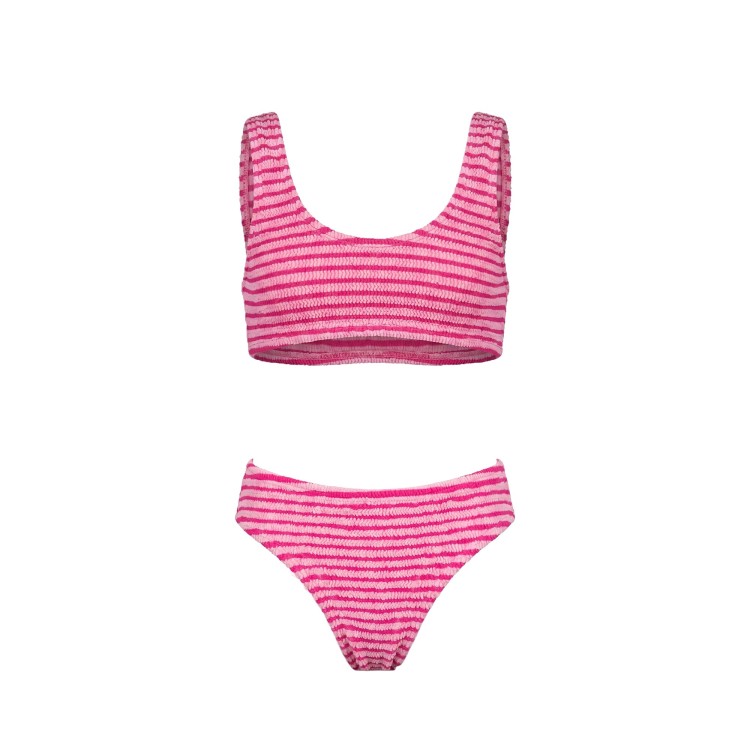 SAINT BARTH Bikini rosa crinkle a righe bambina