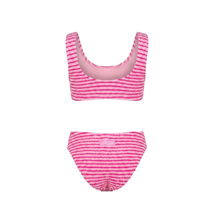 SAINT BARTH Bikini rosa crinkle a righe bambina