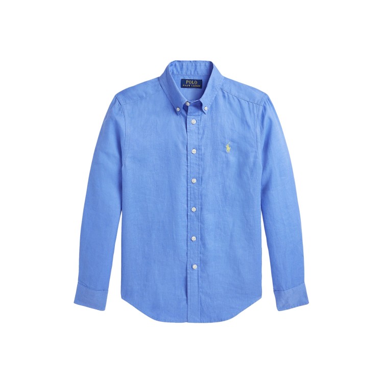 RALPH LAUREN Camicia azzurra in lino bambini