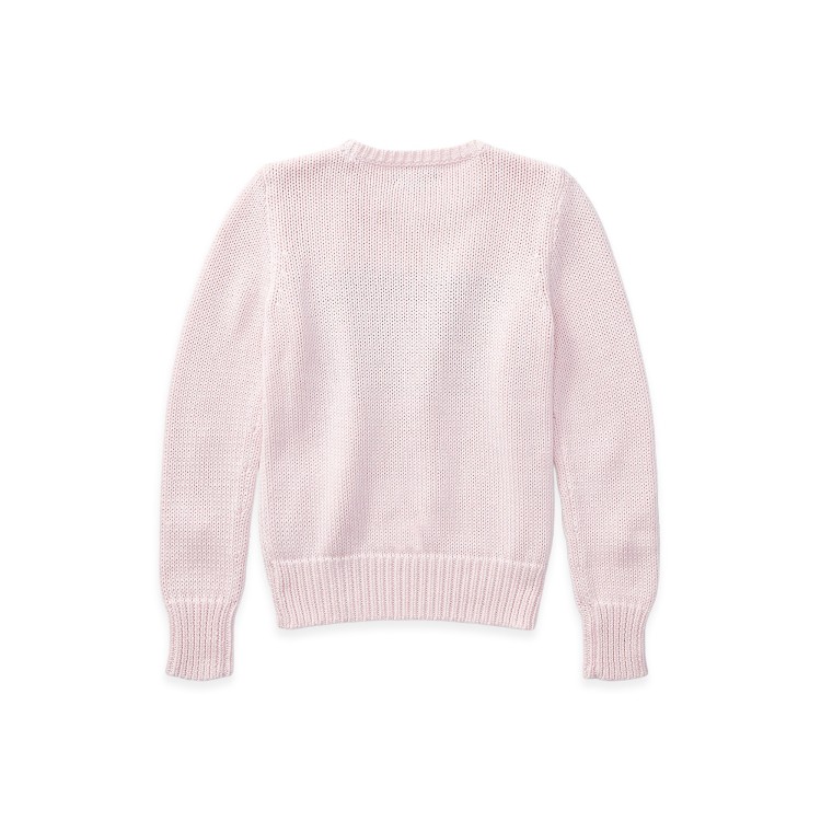 RALPH LAUREN Maglione rosa in cotone con bandiera bambina