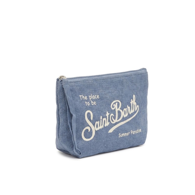 SAINT BARTH Pochette effetto denim in lino bambini
