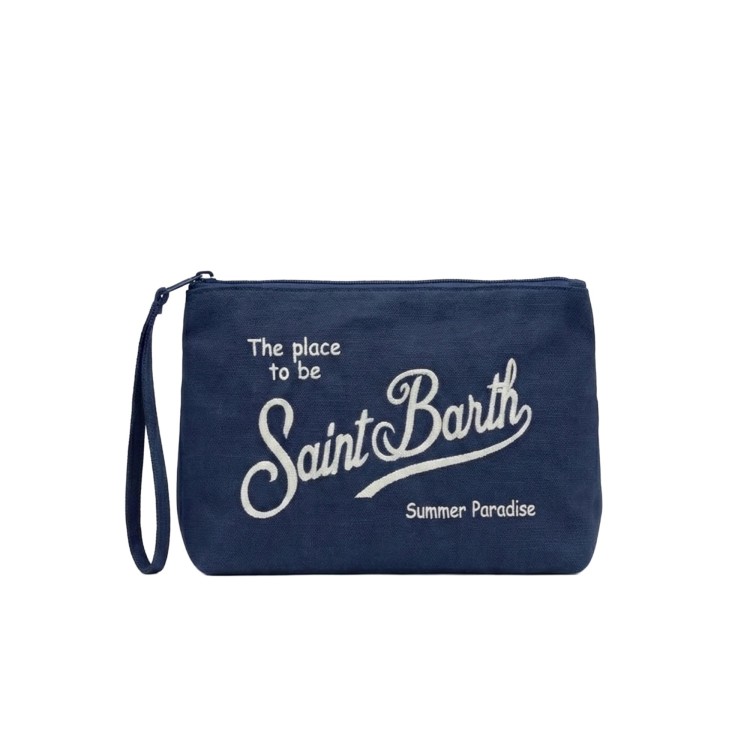 SAINT BARTH Pochette blu navy in cotone bambini
