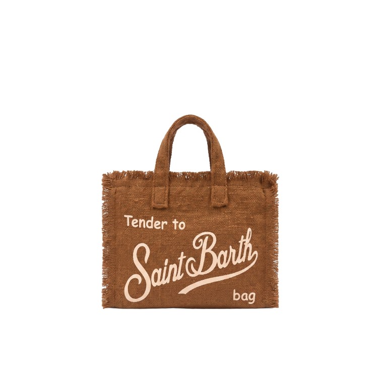 SAINT BARTH Borsa per telefono marrone in lino bambina