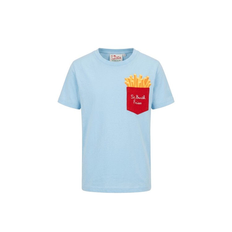 SAINT BARTH T-shirt celeste patatine con ricamo bambino