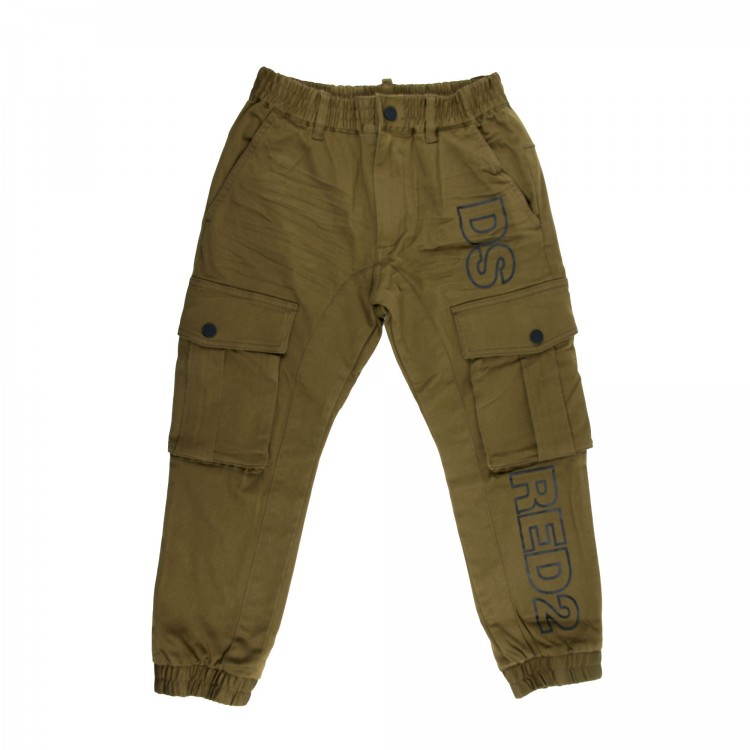 DSQUARED Pantalone cargo verdone ragazzo