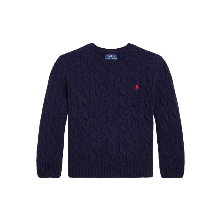 RALPH LAUREN Maglione blu navy a trecce bambini