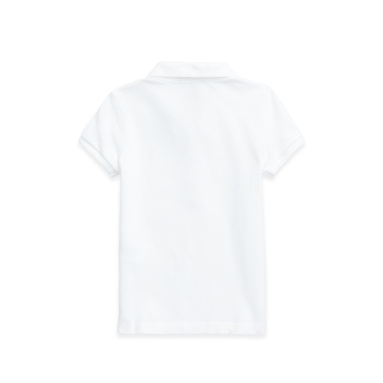 RALPH LAUREN Polo bianca con logo rosa bambina