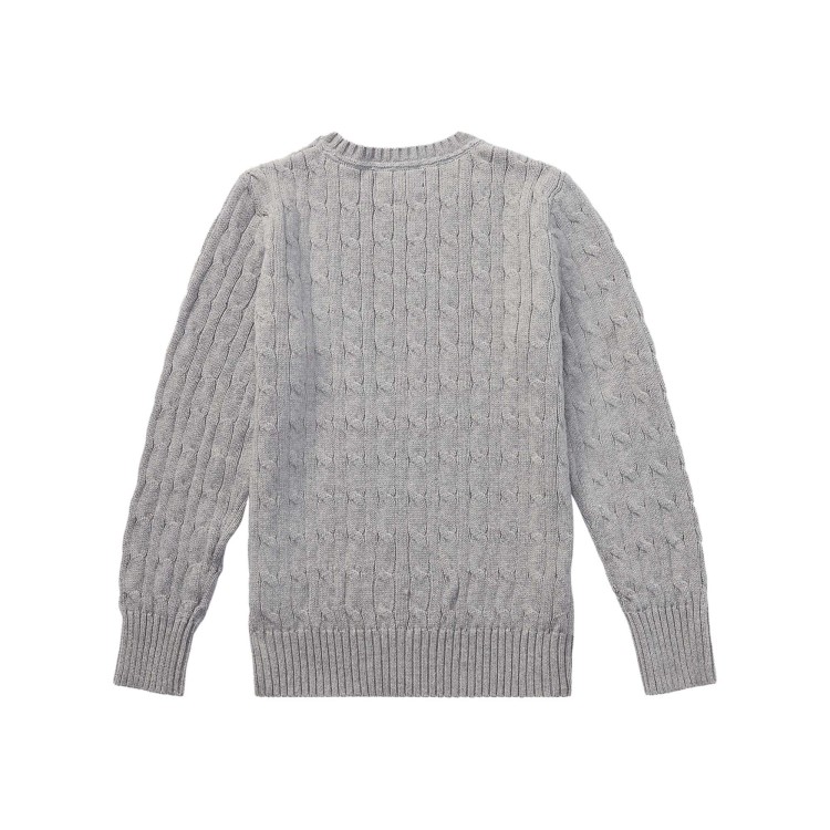 RALPH LAUREN Maglia grigia in cotone a trecce bambini