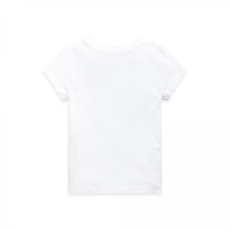 RALPH LAUREN T-shirt bianca con logo rosa bambina