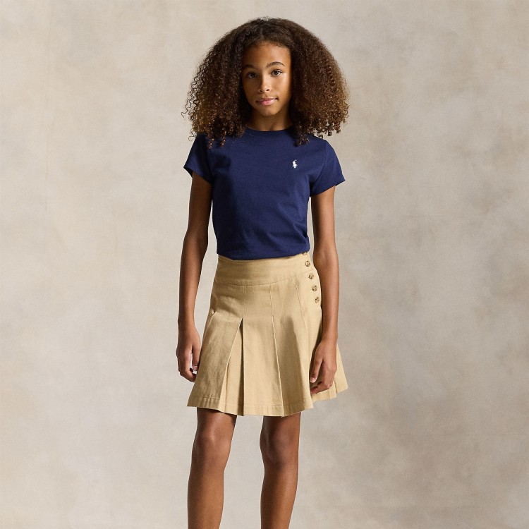 RALPH LAUREN T-shirt navy con logo bianco bambina