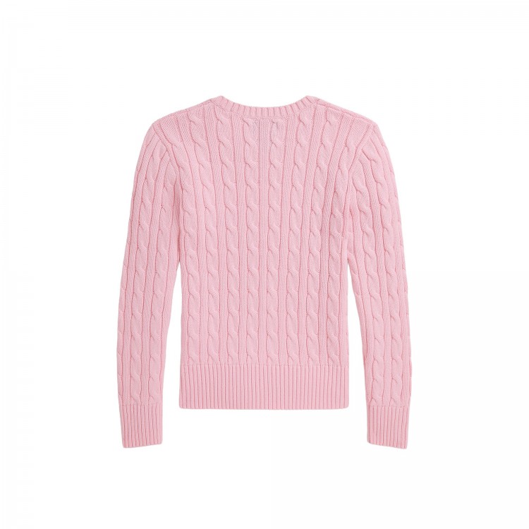 RALPH LAUREN Maglia rosa in cotone a trecce bambina