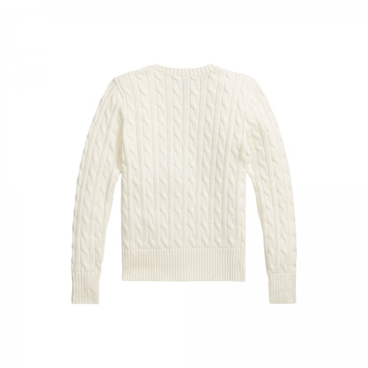 RALPH LAUREN Maglia bianca in cotone a trecce bambina