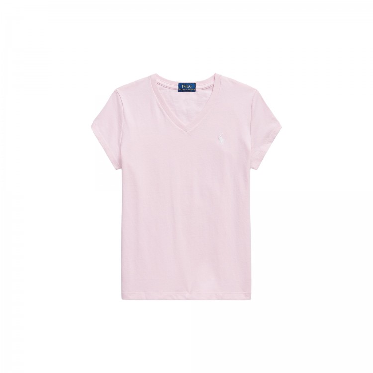 RALPH LAUREN T-shirt rosa scollo a V bambina