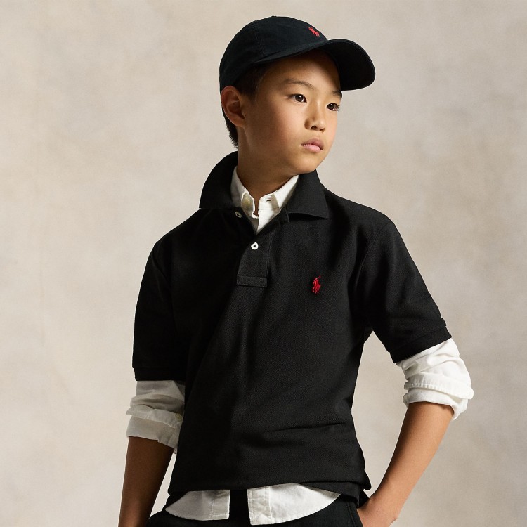 RALPH LAUREN Polo nera in piqué bambino