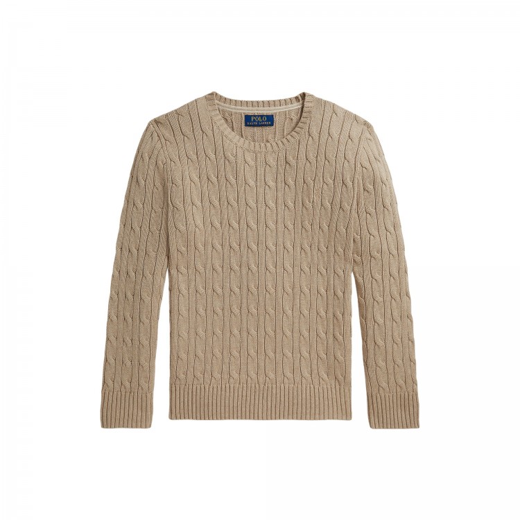 RALPH LAUREN Maglione beige a trecce bambina