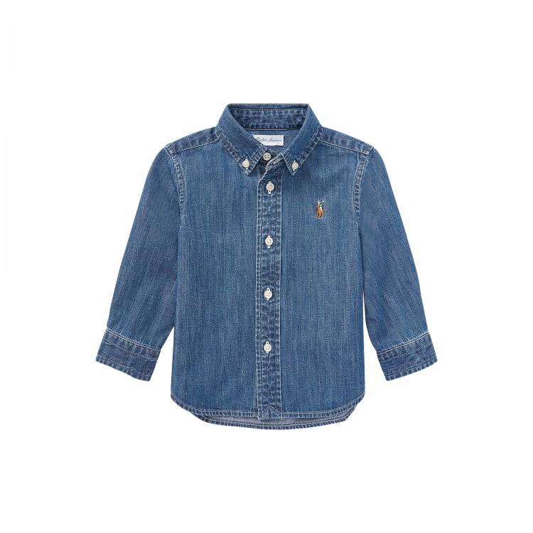 RALPH LAUREN Camicia in cotone chambray neonato