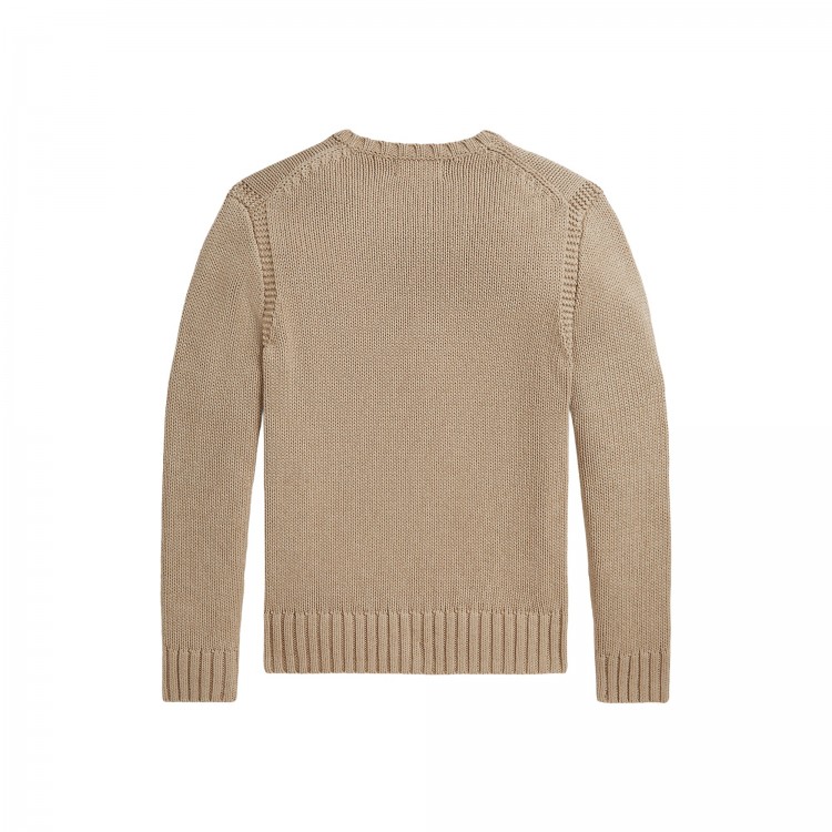 RALPH LAUREN Maglia beige in cotone con bandiera bambini